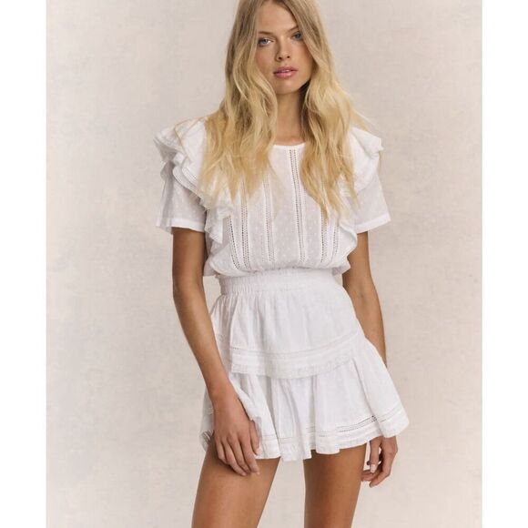 LoveShackFancy Dresses & Skirts - Love Shack Fancy Cotton Natasha Heritage Mini Dress White Ruffle Lace Size L 10